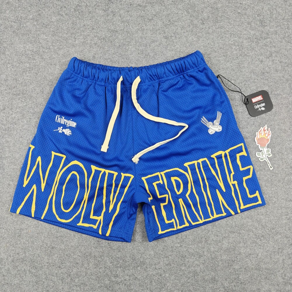 Civil Regime Shorts Marvel Wolverine Mesh Mens Small Blue Basketball New